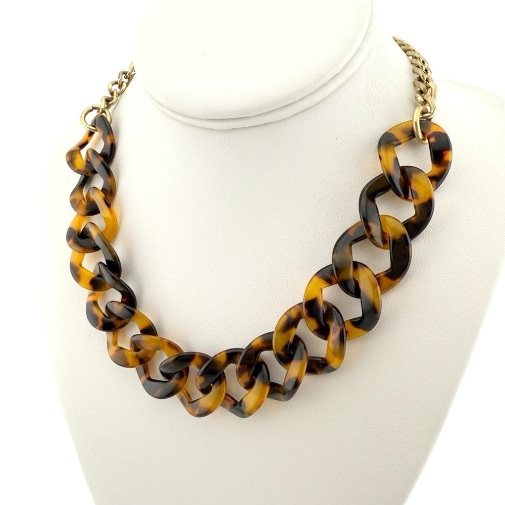 J Crew Necklace Tortoise Shell Chain Link - Picture 4 of 6